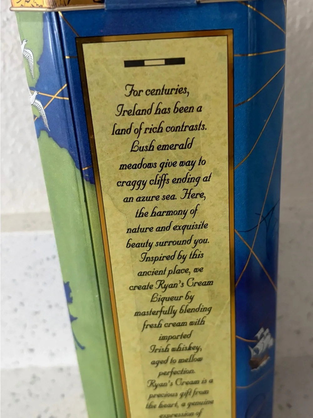 Vintage Ryan’s Cream Irish Whiskey Tin 10.5” Made in England